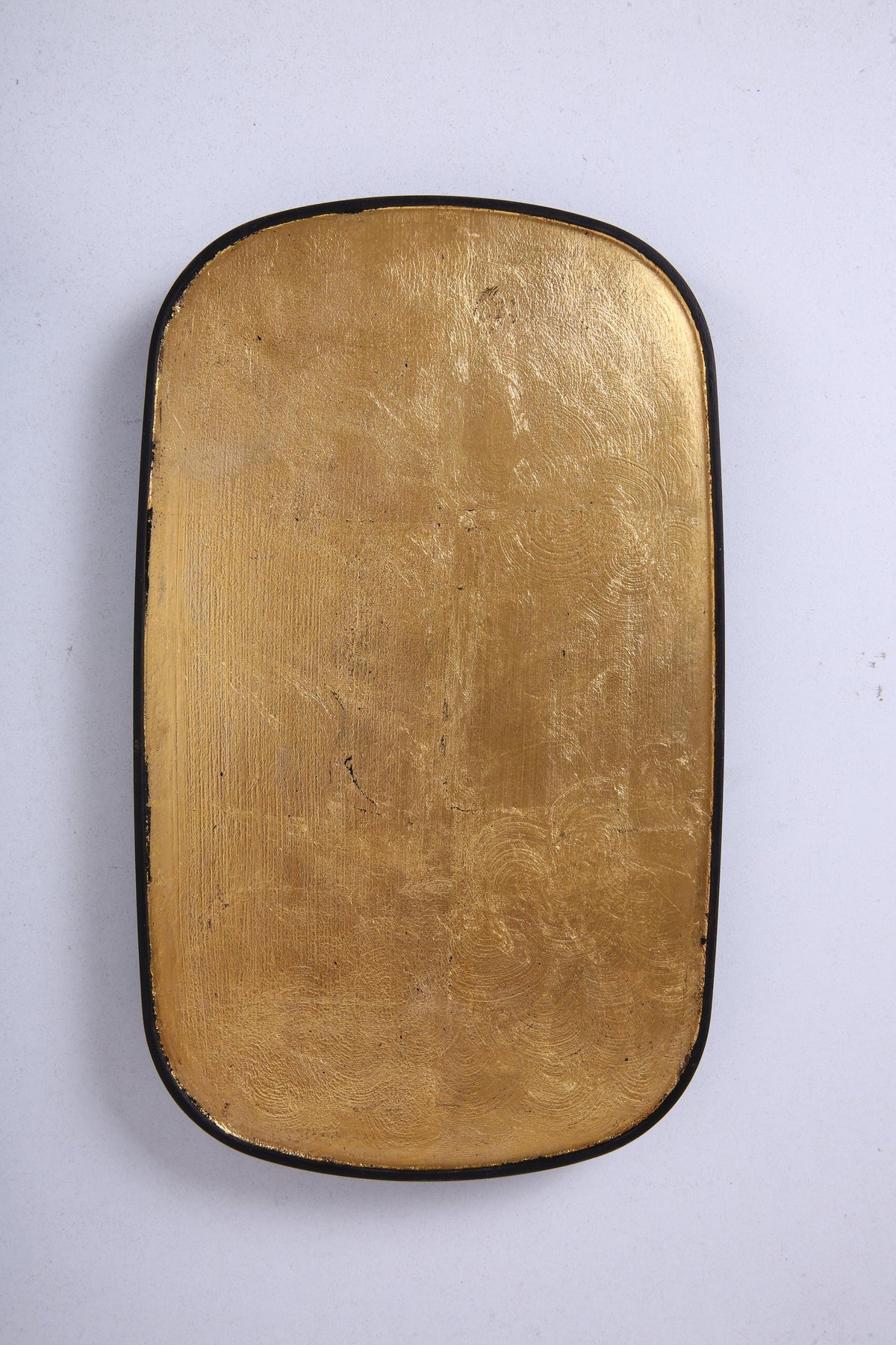 Aged Gold-Tone Chinese Lacquer Oval Bamboo Tray