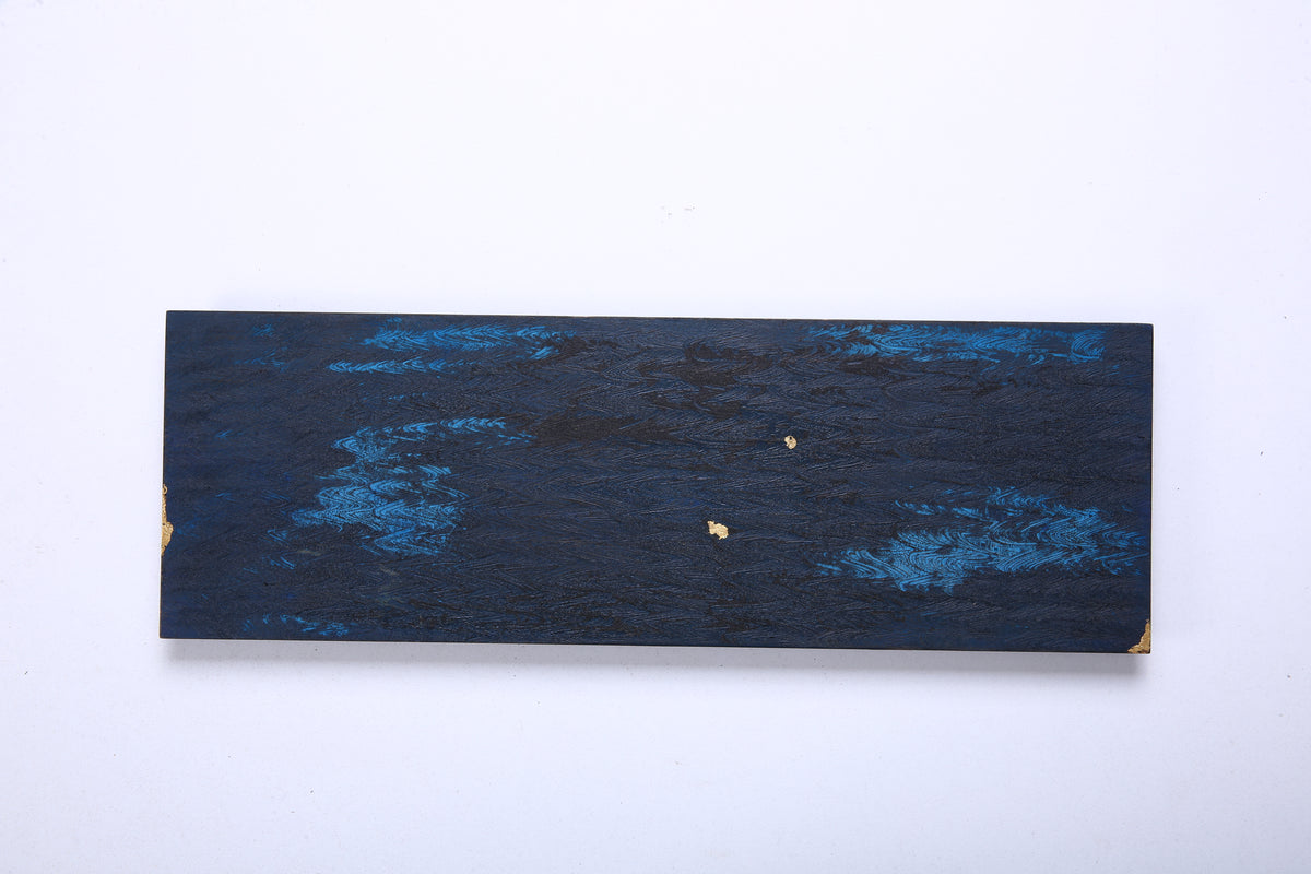 Midnight Blue Chinese Lacquer Rectangular Wood Tray