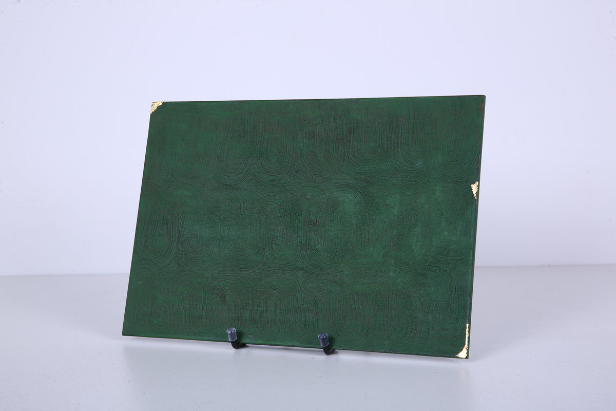 Olive Green Chinese Lacquer Rectangular Wood Tray