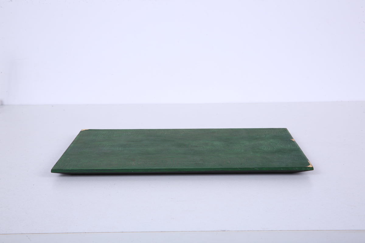 Olive Green Chinese Lacquer Rectangular Wood Tray