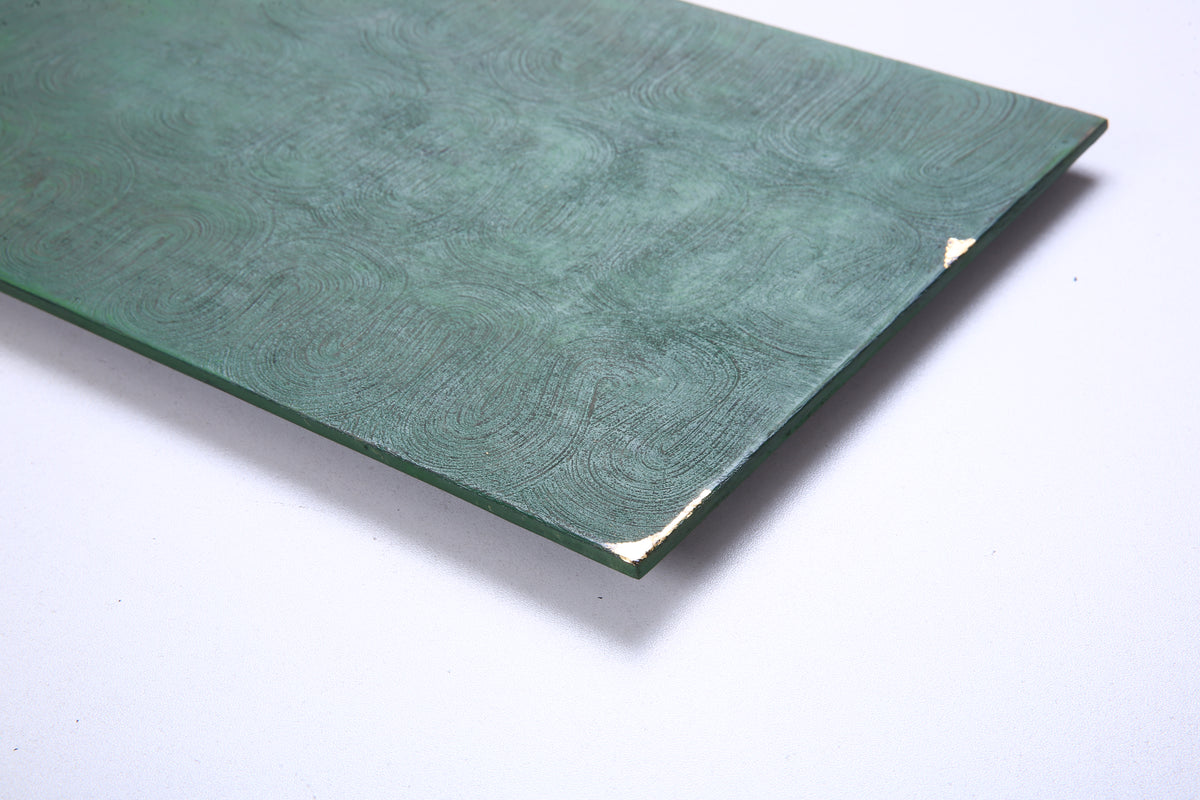 Olive Green Chinese Lacquer Rectangular Wood Tray