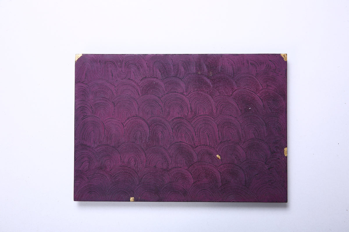 Plum Scallop Chinese Lacquer Rectangular Wood Tray