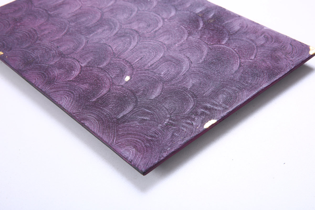 Plum Scallop Chinese Lacquer Rectangular Wood Tray