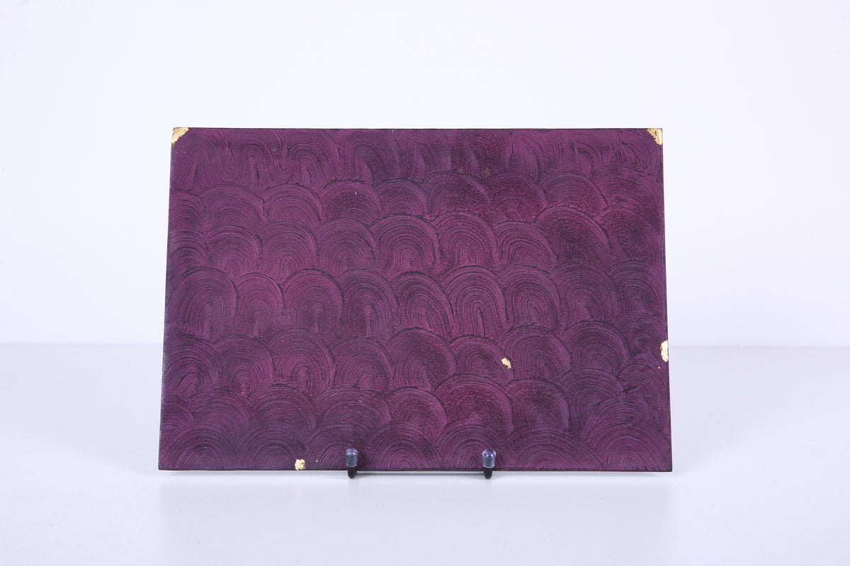 Plum Scallop Chinese Lacquer Rectangular Wood Tray