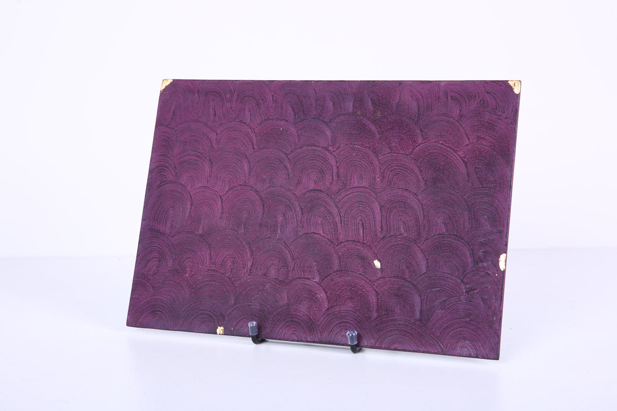 Plum Scallop Chinese Lacquer Rectangular Wood Tray