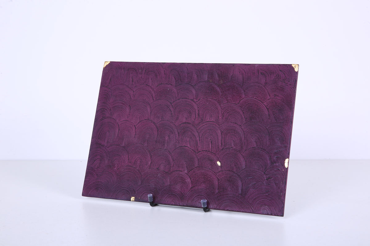 Plum Scallop Chinese Lacquer Rectangular Wood Tray