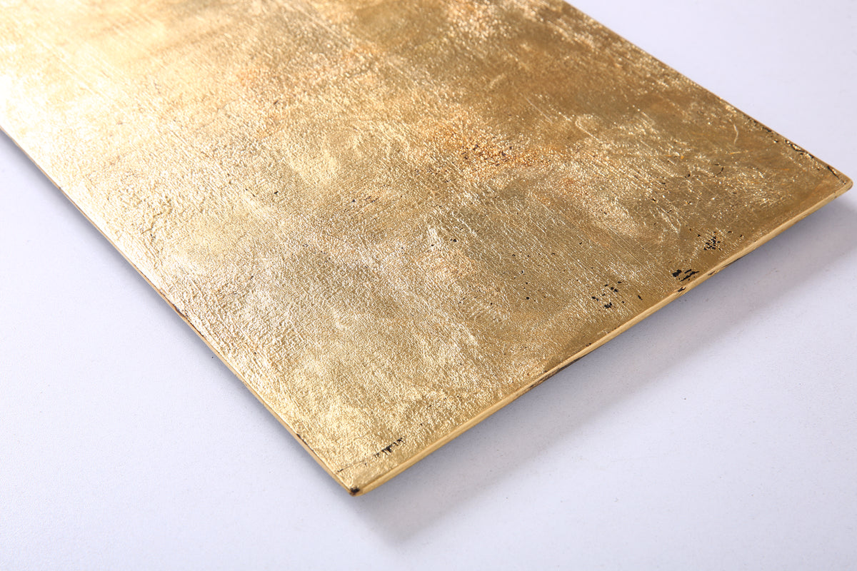 Aged Gold-Tone Chinese Lacquer Rectangular Wood Tray