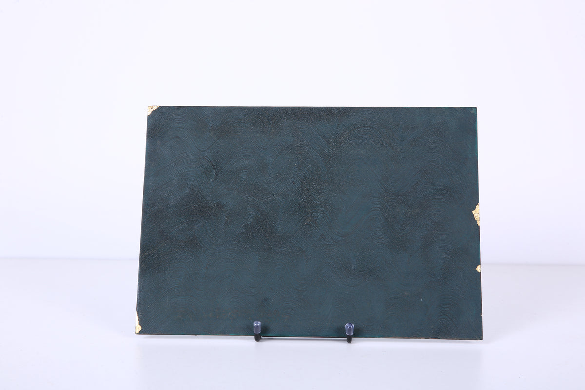 Smoky Gray Chinese Lacquer Rectangular Wood Tray