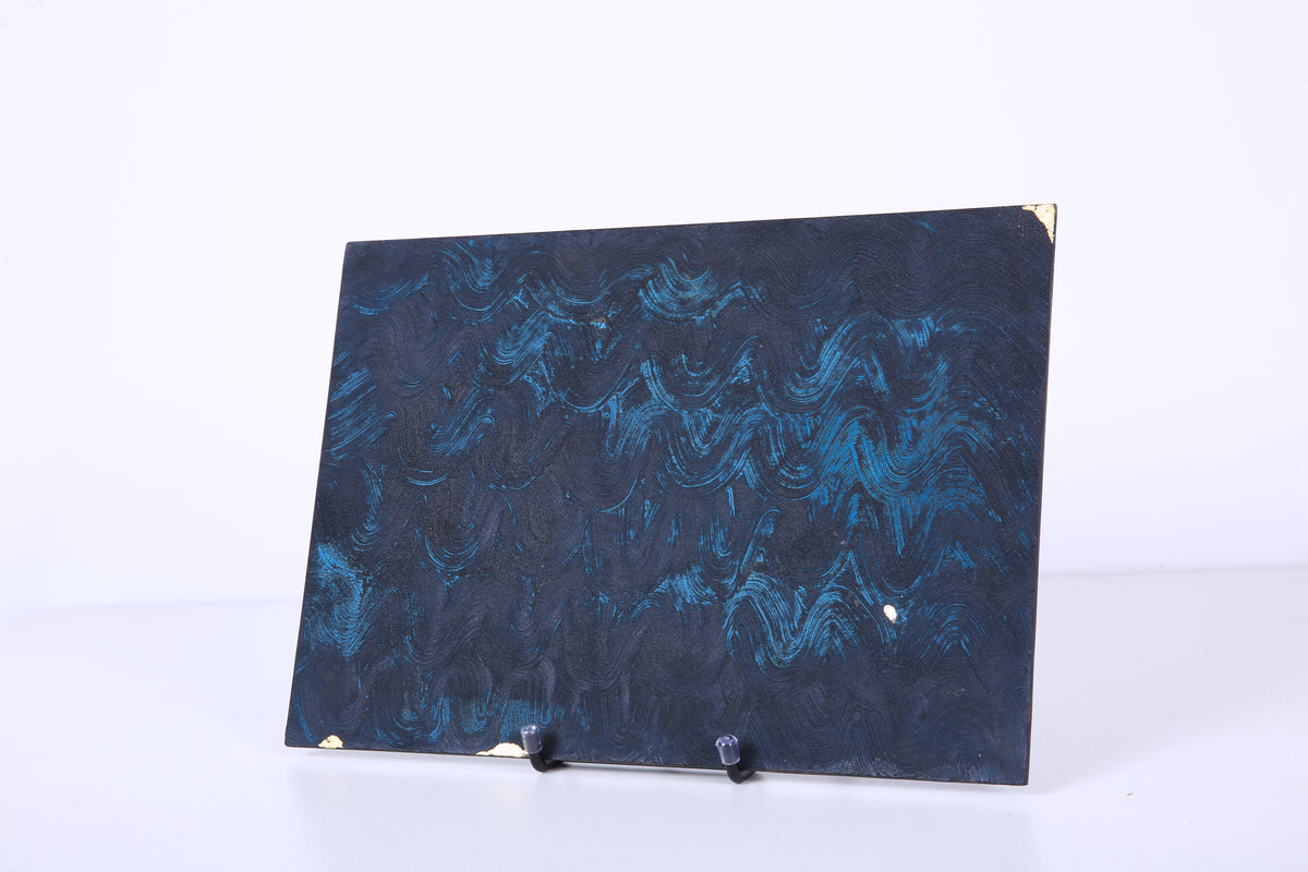 Charcoal Brushwork Chinese Lacquer Rectangular Wood Tray