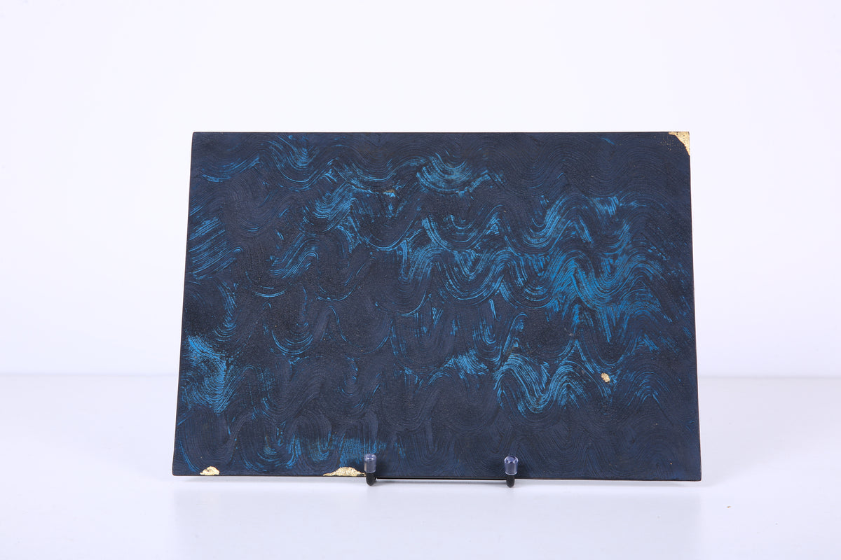 Charcoal Brushwork Chinese Lacquer Rectangular Wood Tray