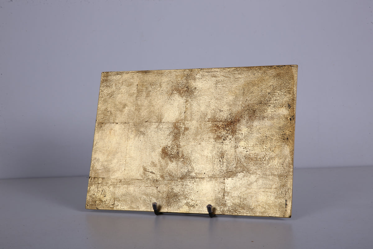 Aged Gold-Tone Chinese Lacquer Rectangular Wood Tray