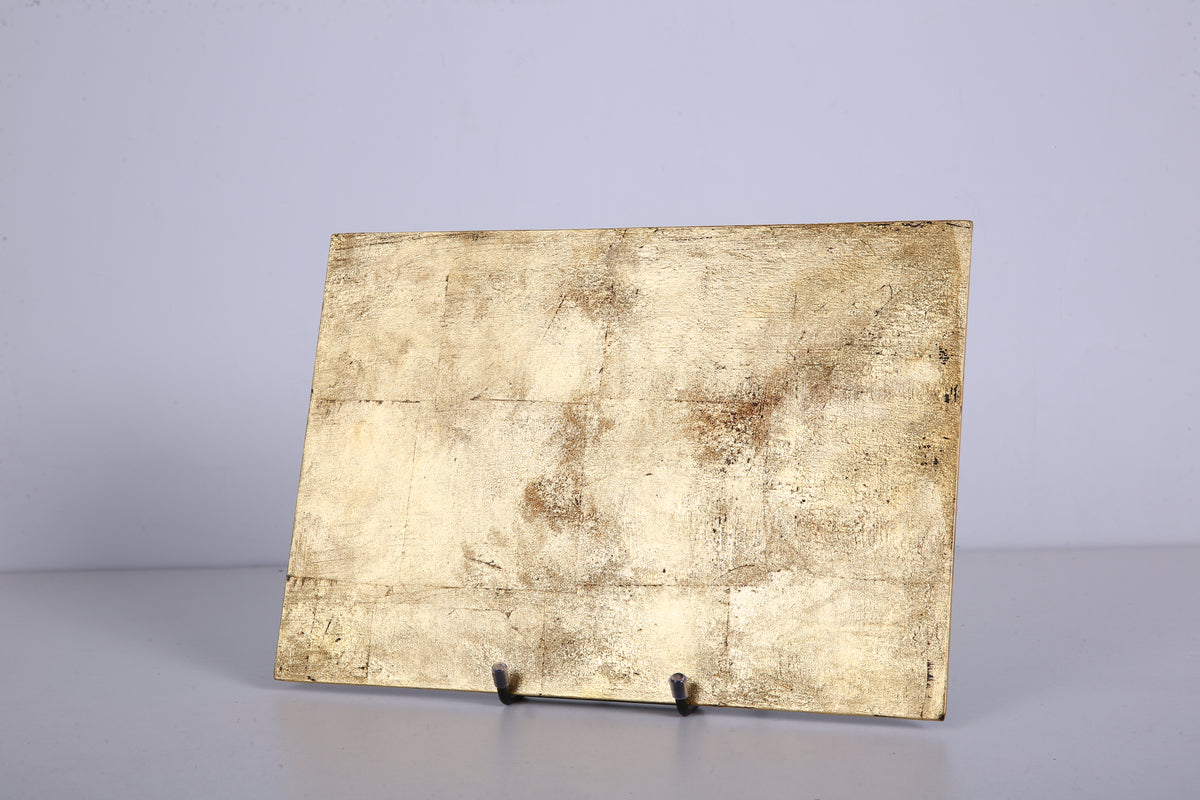 Aged Gold-Tone Chinese Lacquer Rectangular Wood Tray
