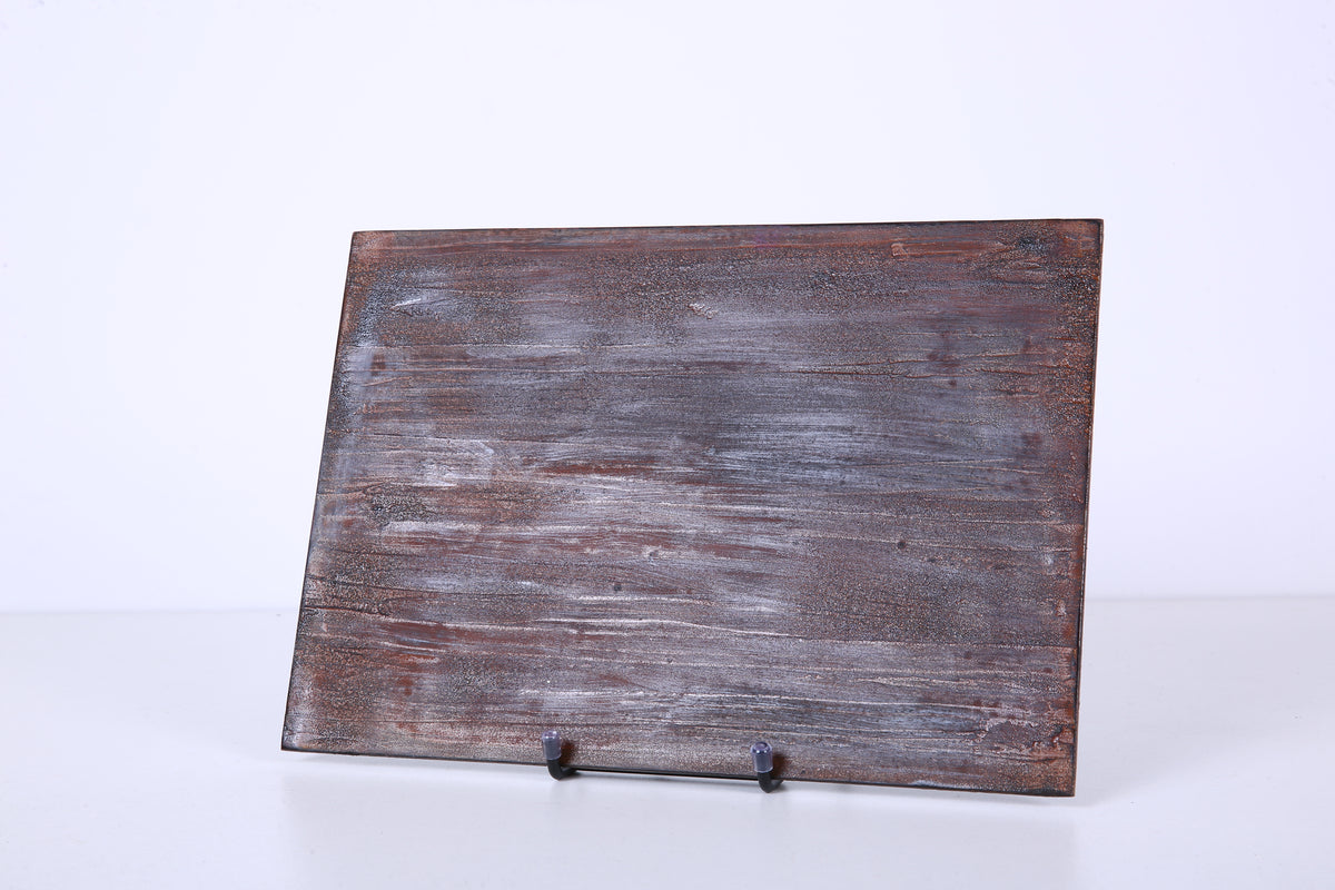 Dark Woodgrain Chinese Lacquer Rectangular Wood Tray
