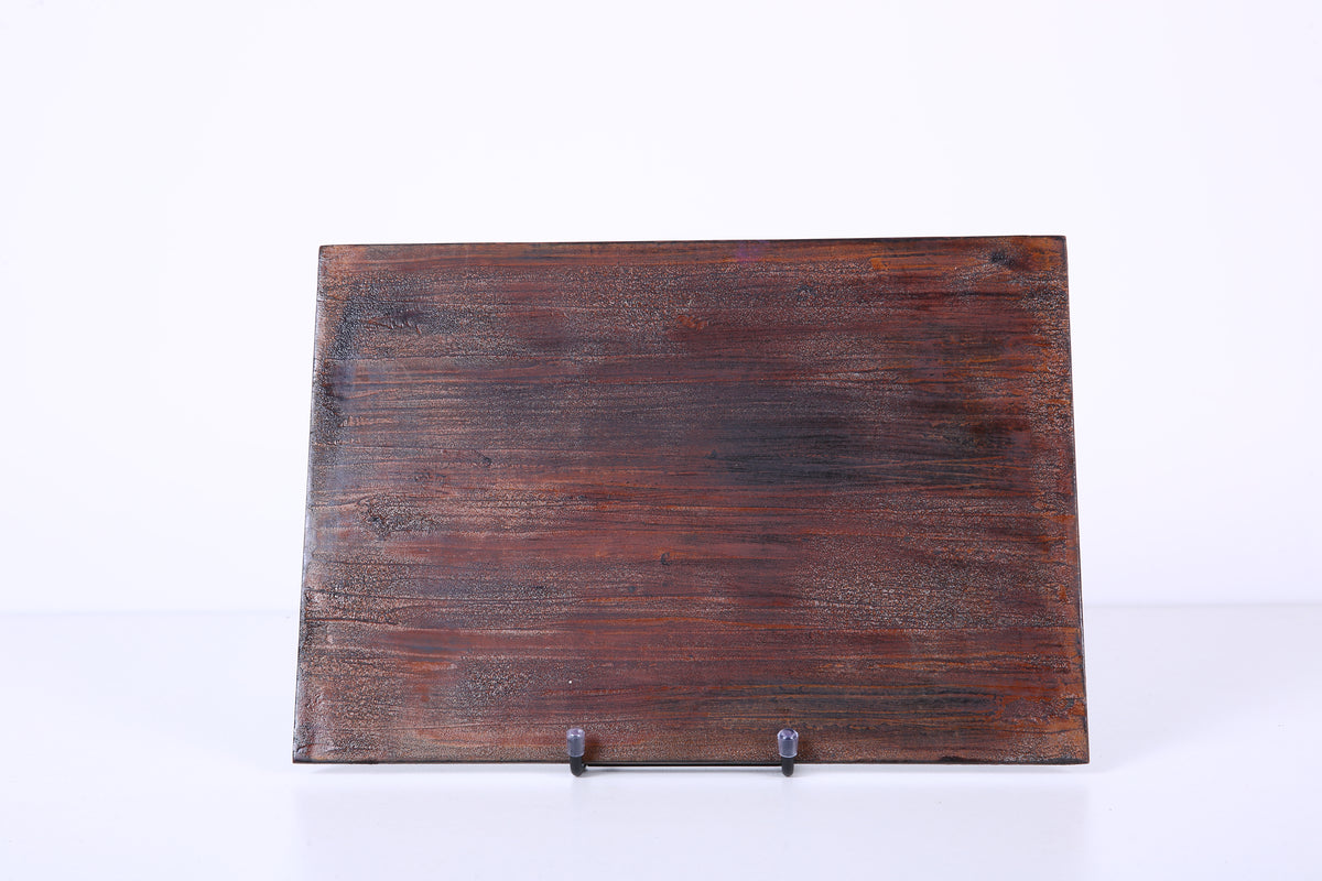 Dark Woodgrain Chinese Lacquer Rectangular Wood Tray
