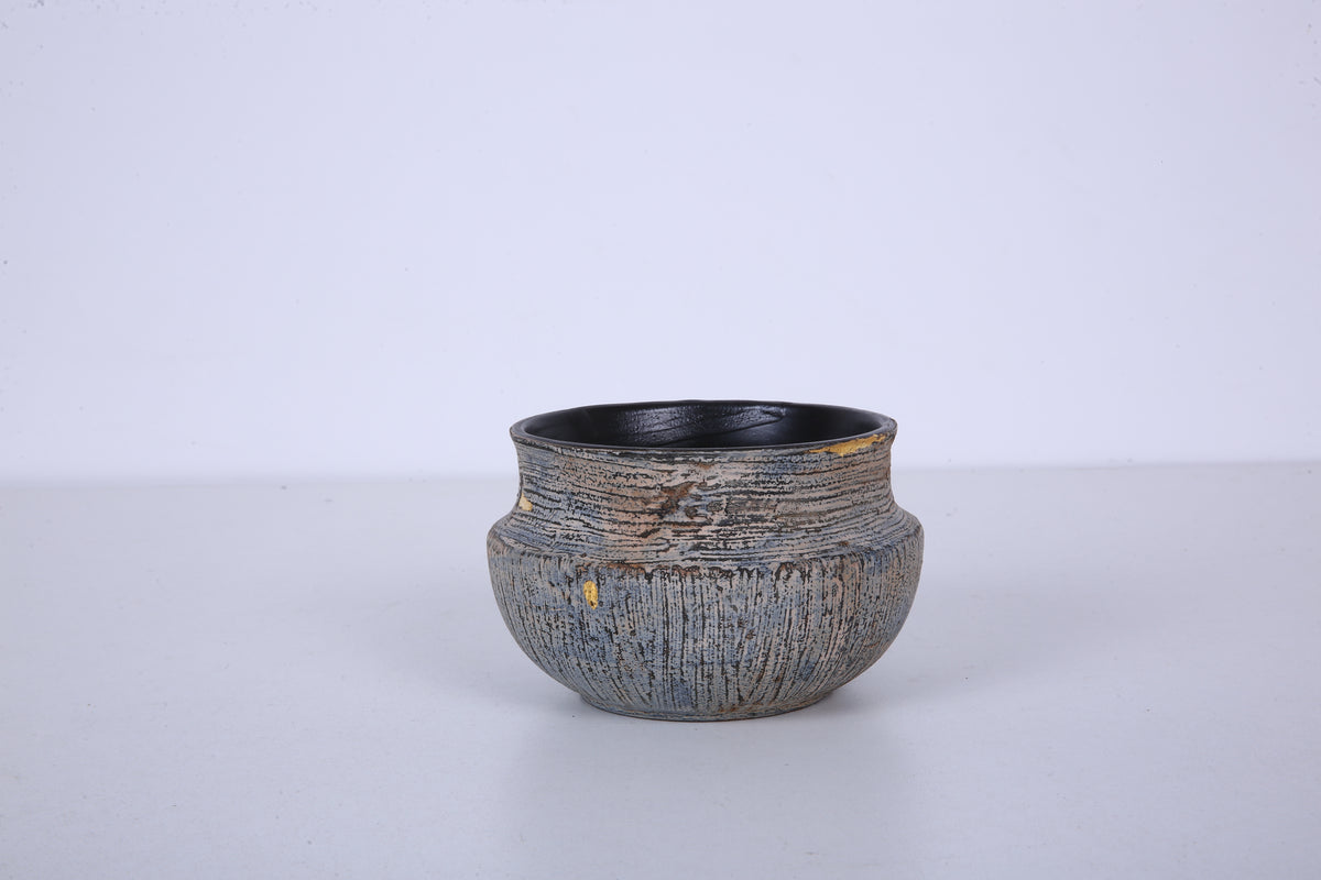 Traditional Chinese Lacquer Wood Tea Waste Bowl - Stone Gray