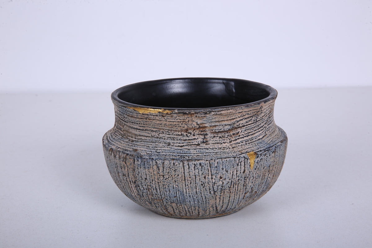 Traditional Chinese Lacquer Wood Tea Waste Bowl - Stone Gray