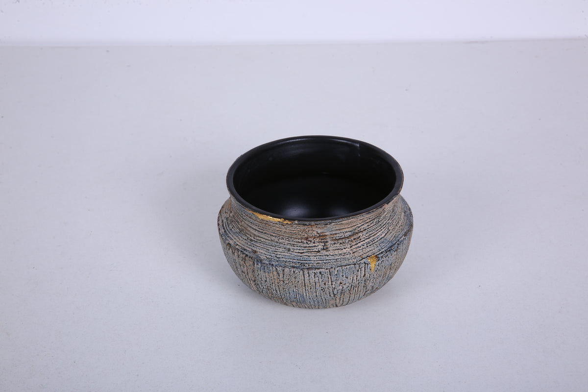 Traditional Chinese Lacquer Wood Tea Waste Bowl - Stone Gray