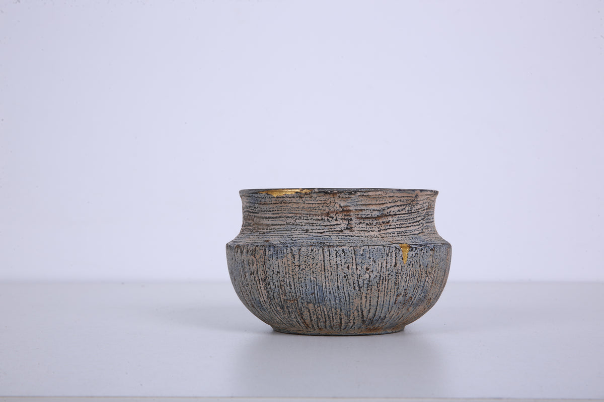 Traditional Chinese Lacquer Wood Tea Waste Bowl - Stone Gray