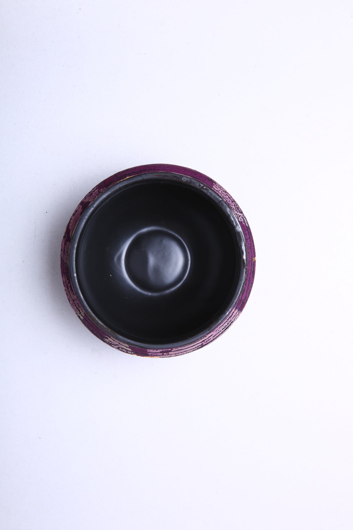 Plum Chinese Lacquer Ceramic Tea Waste Bowl