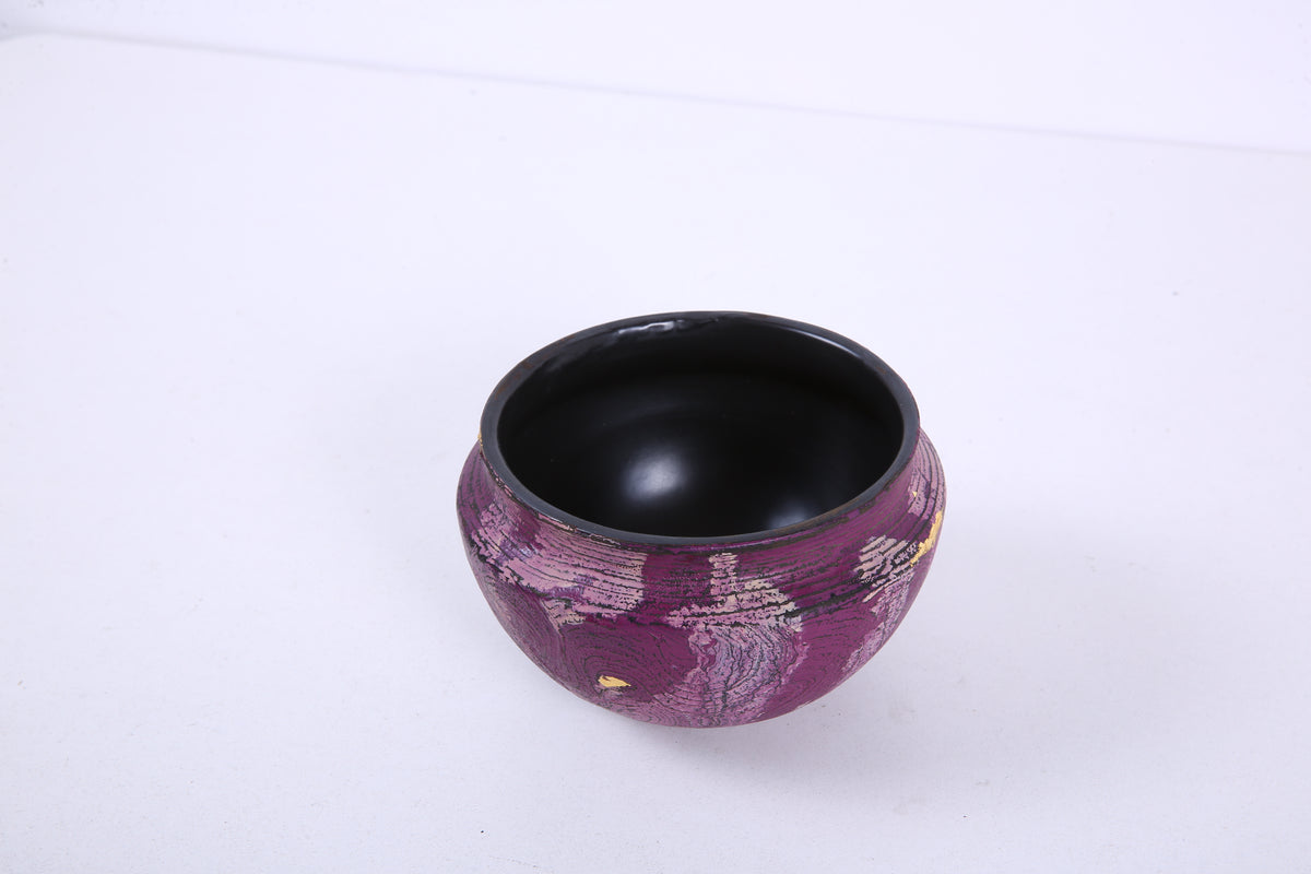 Plum Chinese Lacquer Ceramic Tea Waste Bowl
