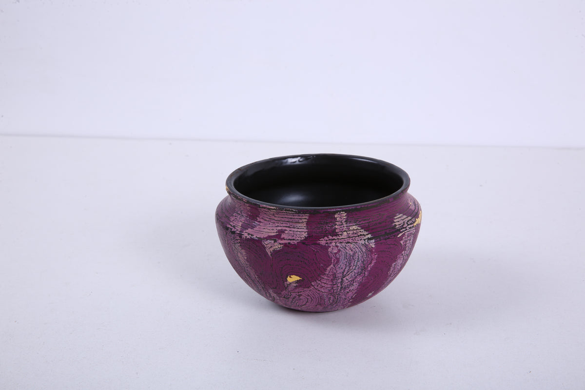 Plum Chinese Lacquer Ceramic Tea Waste Bowl