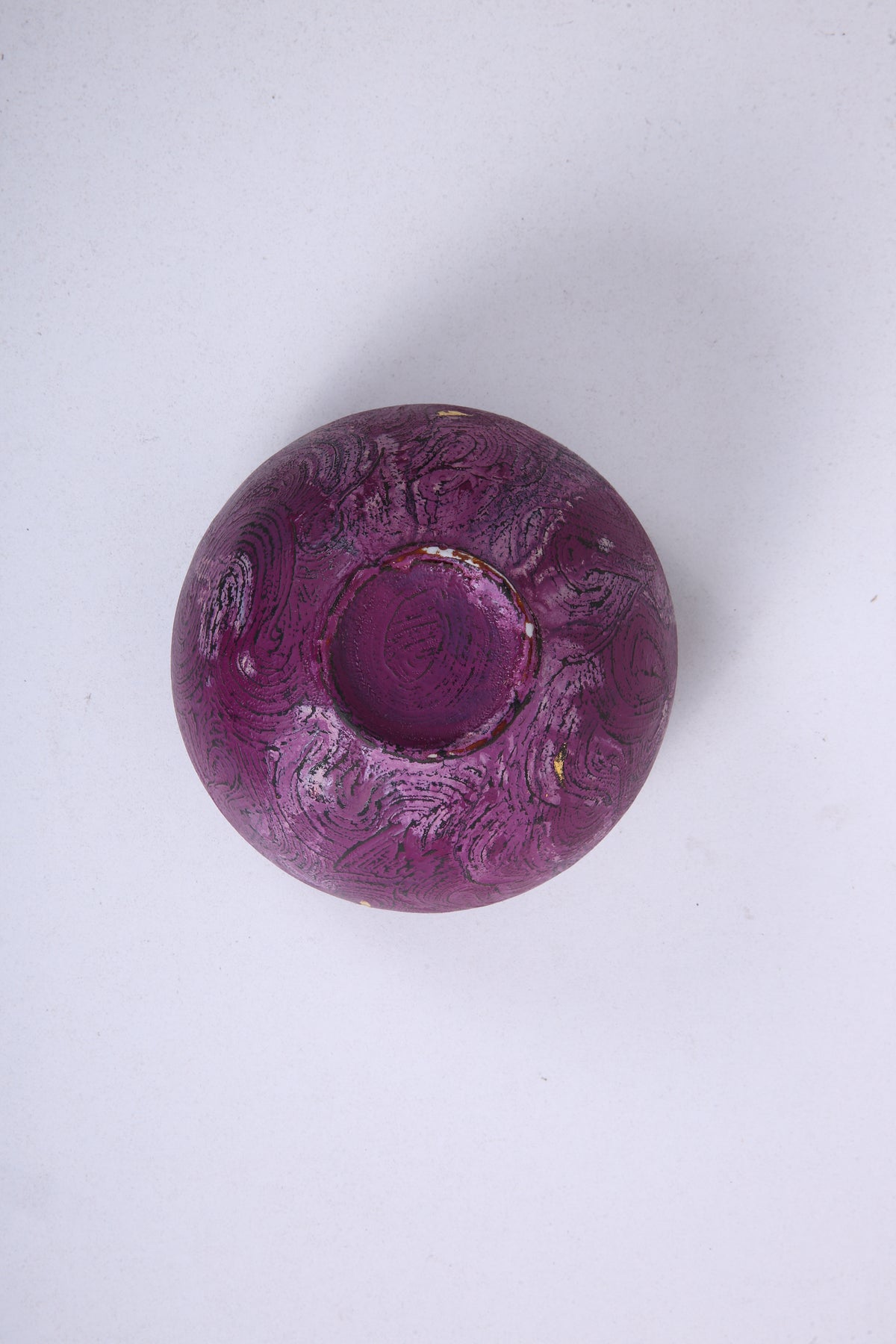 Plum Chinese Lacquer Ceramic Tea Waste Bowl