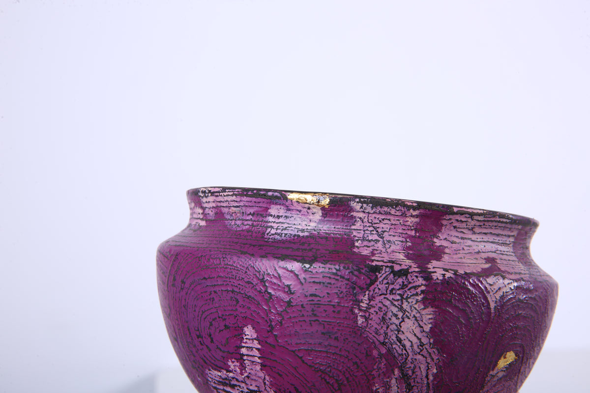 Plum Chinese Lacquer Ceramic Tea Waste Bowl